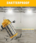 Ultra Bright LED Temporary Work Light 150W 5000K Daylight White with stainless steel cage on construction site