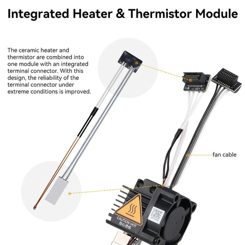 P1P And P1S Hotend Kit For P1 Series 3D Printer, Hardened Steel Hot End With Fan, ceramic heater and thermistor module