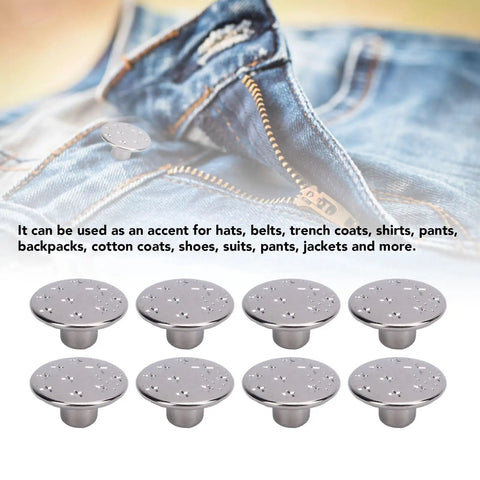 50 Set Star Shape Jeans Screw Buttons with Sick Threaded Design 17 mm Metal Button Hardware Durable Steel on denim.