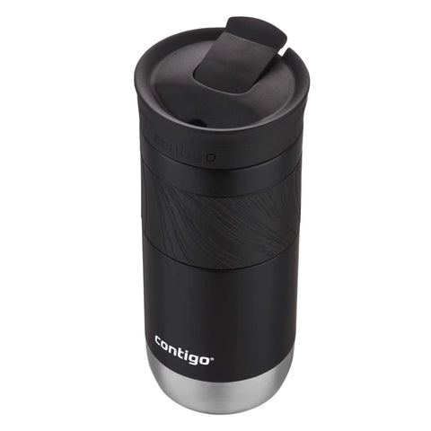 Lockdown Seal Double Wall Vacuum Insulated Stainless Steel Travel Mug Keeps Your Brew Piping Hot Six Hours And Ice Cold Twelve Hours For Daily Grinds 16 Oz Licorice with textured grip