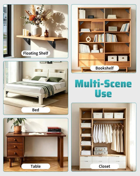 Heavy Duty Metal Triangle Corner Brackets For Wood supporting bookshelf, floating shelf, table, bed, and closet in multi-scene use