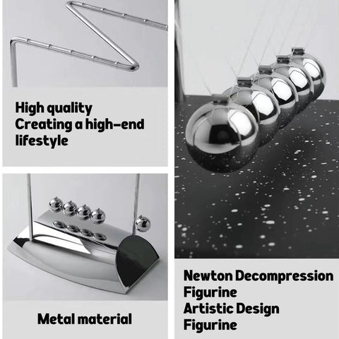 Five Pendulum Newton Cradle Desktop Ornament With 18cm Steel Balls showcasing high quality metal material design.