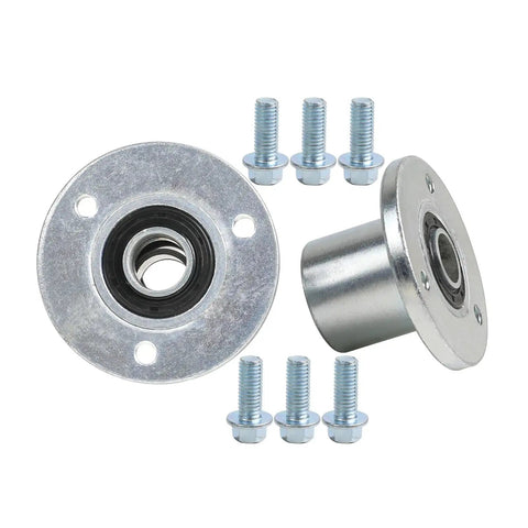 Front 3 Stud 48mm Wheel Hubs And Rear 50mm 23T Spline Wheel Hubs Kit For Go Karts And ATVs Fits 5 Inch Rim Tires Great For Racing Karting Drift Trike Buggy Quad Tricycle Left And Right, showing silver hubs and bolts flat and side view.