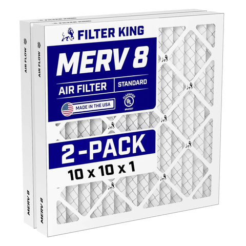 Two Pack 9.5x9.5x0.75 Pleated MERV 8 Air Filters For AC Furnace Dust And Allergy Control Electrostatic Made In USA HVAC Filter Set