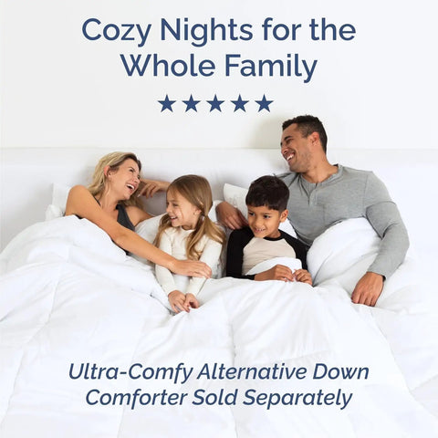 King Size Four Piece Sheet Set With Chill Cooling Fabric And Deep Pockets Up To Sixteen Inches on a bed with family, creating cozy nights.