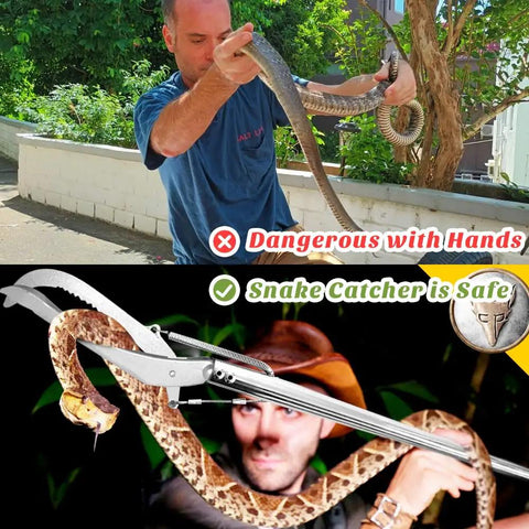 52 Inch Snake Tongs Grabber for Safe Handling and Capture, Beefy Heavy Duty Reptile Catcher With Wide Jaw, Locking Non Slip Grip, Extra Long Reach Tool for Snakes and Rattlesnakes, Reptile Grabber