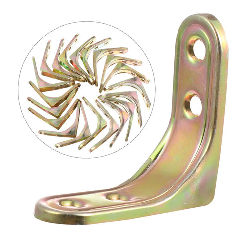 Heavy Duty Corner Braces 20 Piece Set Thickened Steel Right Angle Brackets Featuring Concealed Mounting Holes showing L-shaped brackets in gold finish.