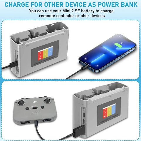 Two Battery Pack With Display And Two Way Charging Hub For DJI Mini 4K Mini 2 Mini 2 SE Mini SE Drones 2400mAh High Capacity