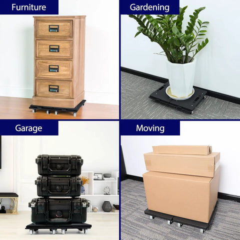 2 Pack Small Furniture Dolly With Four Wheels Connectable Flat Moving Dollies For Heavy Appliances Up To 500 Lbs Portable And Easy To Use Black Great For Moving Couches Sofas And Appliances In Tight Spaces