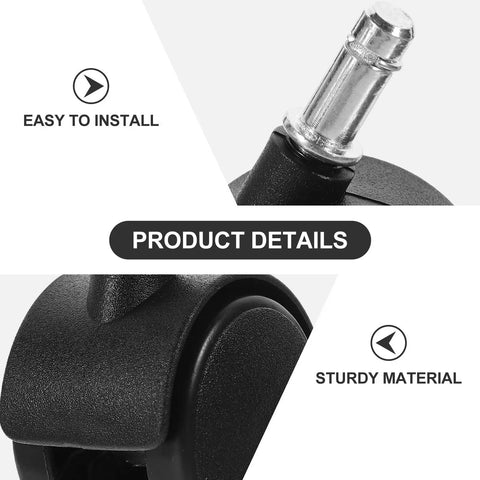 Close-up view of 4 Pack 1.5 Inch Stem Swivel Caster Wheels With Kickback Brakes showing installation details and sturdy material.