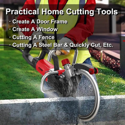 Heavy Duty Brushless Electric Concrete Saw And Wall Chaser Wet Saw 9500W cutting through concrete for door frames and windows.