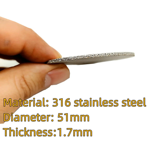 Espresso Puck Screen 51mm, 316 Stainless Steel, Reusable 1.7mm Thick 150 Micron Filter Mesh Plate shown from side view