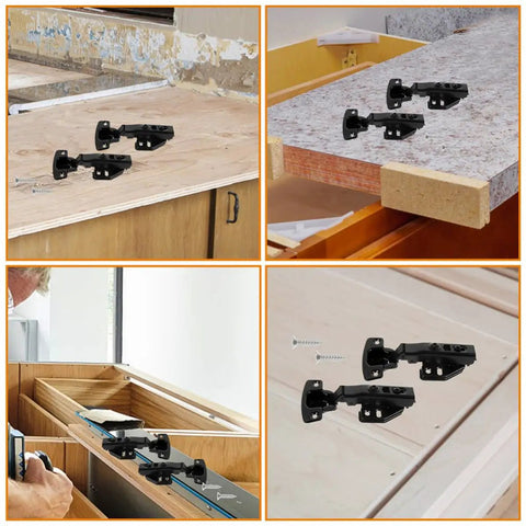 Concealed Black Stainless Steel Cabinet Hinges Set Of 3 With Full Overlay Design And No Slam Soft Close installation