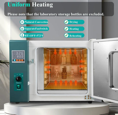 Heavy Duty 45L Lab Drying Oven With 1000W Forced Air Convection For Rapid Heat Treatment. Stainless Steel Interior And Digital Controls.