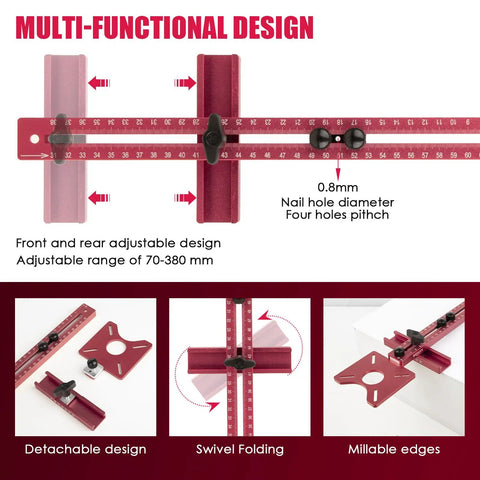 Durable Built Different 3 In 1 Aluminum Alloy Router Flip Base Milling Groove Bracket And Trimming Jig Templates For Off The Charts Woodworking Success showing adjustable design and measuring scales.