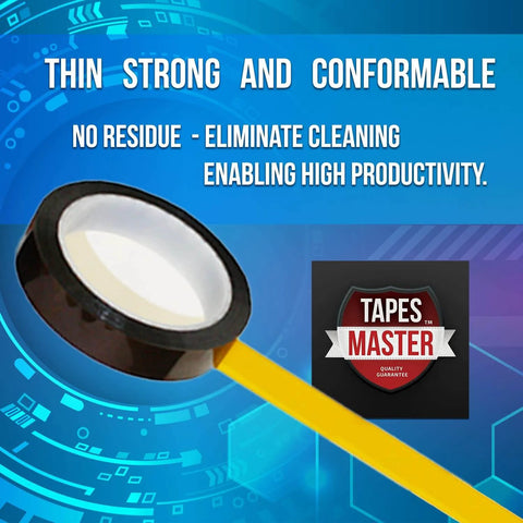 Pro Grade One Eighth Inch Polyimide Kapton High Temperature Tape with silicone adhesive and no residue, packaging view
