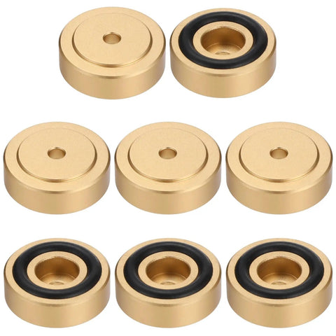 8 Pcs Aluminum Cutting Board Feet With Screws Round 1.18 By 0.39 In Silicone Rubber Pads displayed in gold