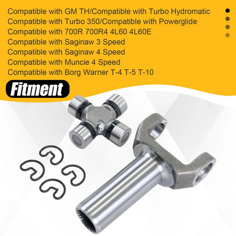 Transmission Slip Yoke And U Joint Kit For Turbo 350 TH350 700R4 1310 Series 26 27 Spline Replaces 5153X 236081X Plug And Play Ready