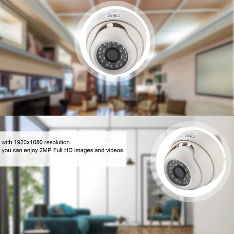 Rock Solid 1080P Hd Dome Security Camera With Hella Crisp Infrared Night Vision And 3.6Mm Lens For Outdoor Use in living room setting.