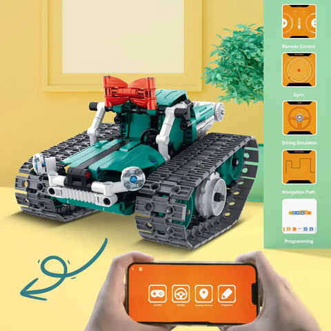 3 In 1 RC Robot Kit For Kids Ages 8-12 With 440 Pieces, Build A Sleek Robot Car, A Tank, Or A Robot Girl With Bow Hair Clip, Epic STEM Toy Gift For Boys And Girls, Educational And Hands On Fun, tank build with app control