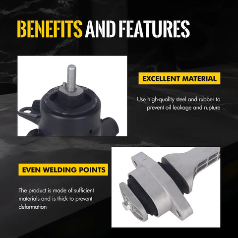 3 Piece Heavy Duty Engine Motor And Transmission Mount Kit With Torque Strut For Hyundai Accent Elantra Veloster material close-up.