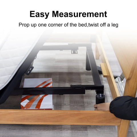 Adjustable Bed Leg Replacement Set For Bed Base Frame DIY Friendly installation process with visible bed frame and tools