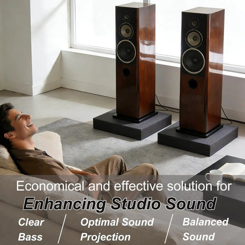 Three Layer Studio Monitor Isolation Pads With Foam Riser For 5 To 8 Inch Speakers And Subwoofers Vibration Dampening Platform in living room