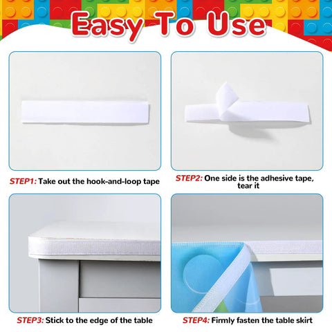 Step-by-step instructions for using the 9 Foot Building Block Table Skirt Bringing Sweet Brick Vibes To Teachers Desks And Classroom Workstations For Back To School Setup And Quick Office Or Cabinet Decor Accents.