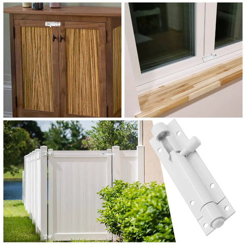 Built Tough 3 Inch Barrel Bolt Lock In Crisp White Heavy Duty Stainless Steel Slide Latch With Complete Mounting Hardware Rust Proof Security Bolt For Patio Gates Front Doors And Barn Sheds Solid 2 Pack on various surfaces.