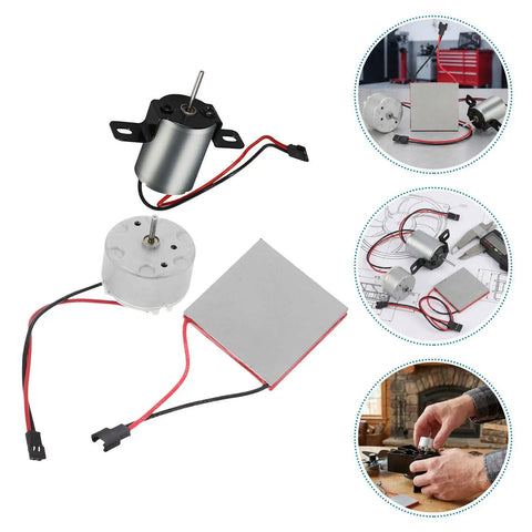 Heat Powered Fireplace Fan Motor Kit For Wood Stoves, Replacement Motor For Stove Fans, Easy Install, No Fuss, Compact, Lightweight Metal Construction, Durable Repair Solution with wiring and heat plate