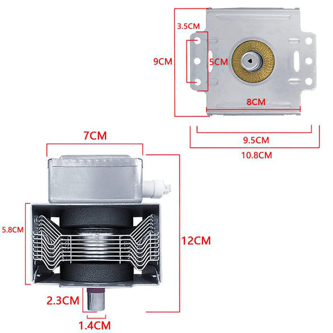Drop In Replacement Microwave Magnetron M24FC-610A For Fast, Easy Install Showing Dimensions and Design