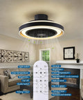 Low Profile Flush Mount Ceiling Fan With Remote And Lights 20 Inch Enclosed Ceiling Fan With 6 Speeds And 3 Light Color Temperatures