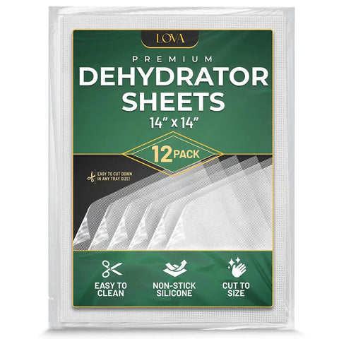 Silicone Dehydrator Sheets 14x14 Inch Pack Of 12 Reusable Nonstick Mesh Dehydrator Mats BPA Free Food Grade Tray Liners