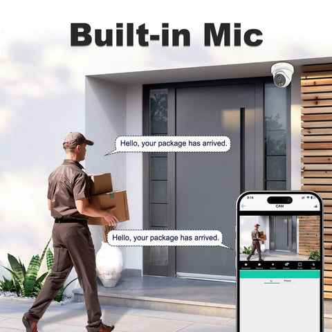 Delivery person uses 4K 16 Channel PoE Security Camera System With 12 Outdoor 8MP IP Cameras Human and Vehicle Detection Smart Color Night Vision 16 Channel NVR With 4TB HDD For Biz Use at front door