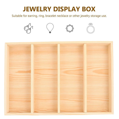 Snag This Sleek Wooden Jewelry Organizer Tray With Four Roomy Slots For Keeping Your Daily Bling Neatly Arranged On Any Bedroom Dresser Or Home Vanity Table - top view with dividers.