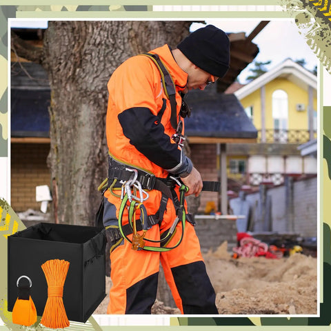 Arborist using Pro Grade Arborist Throw Line Kit Bundle With 64L Storage Cube, 15 Oz Throw Weight Bag, And 164 Ft Polyester Rope
