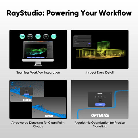 RayStudio software interface showing seamless workflow integration for Handheld LiDAR Scanner With Embedded 4K Camera.