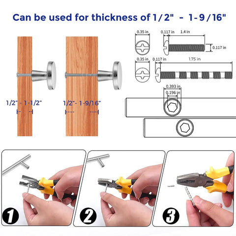 30 Pack Brushed Nickel Drawer Knobs 1-1/4 Inch Solid Round Cabinet Knobs installation process and dimensions guide
