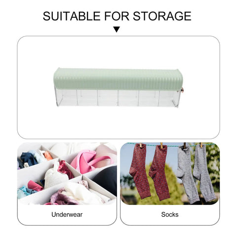 Slick Hanging Underwear Organizer Drawer Box For Socks Storage With Durable Wall Mount Hooks And Heavy Duty Plastic Wardrobe Sorting Bin in light green.