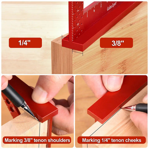 Using 6 Inch Mini Carpenter Square With 0.7mm Mechanical Pencil for 90 Degree miter marking on wood