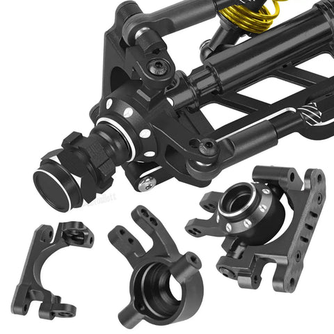 Black CNC machined 6061-T6 aluminum suspension arms and caster block with steering blocks for 1/10 Slash 4X4 RC cars