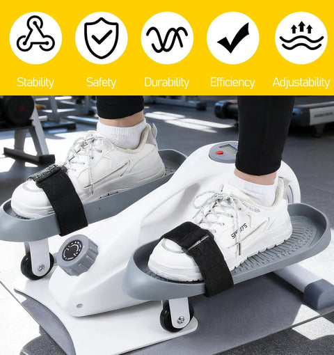 2 Pack Bike Pedal Straps for Under Desk Workouts, Adjustable Leg Exerciser Traction Straps for Elliptical Machines in use