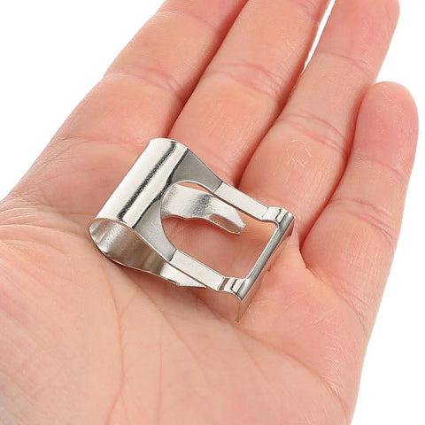 Universal Auto Windshield Wiper Linkage Repair Clips Kit Built Tough With Heavy Duty Stainless Steel held in a hand for easy installation.