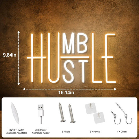 Dope Hustle Neon Sign USB Powered Wall Decor With Dimmer Switch And Adjustable Brightness for Office Gym Home Bar Man Cave Humble Vibes