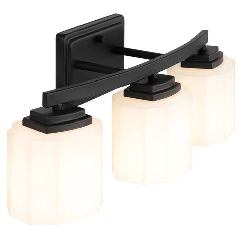 Industrial Dope 3 Light Vanity Wall Sconce With Etched Glass Shade In Dark Bronze Finish Modern Bathroom Lighting