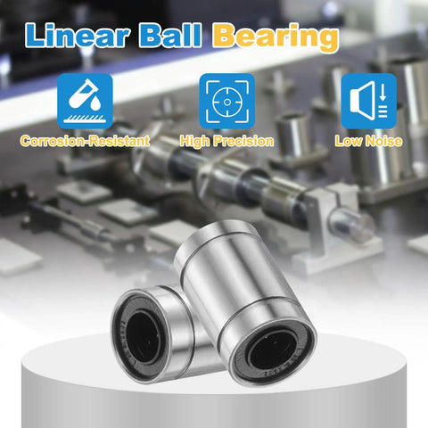 4 Pack LM6UU Linear Ball Bearings 6mm Bore 12mm OD 19mm Length With Double Sided Rubber Seals For DIY Makers And Enthusiasts Supporting Smooth Motion In 3D Printers And CNC Machines ABEC3 High Precision, sealed steel bearings on display