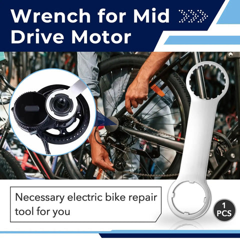 Beefy Heavy Duty Ebike Mid Drive Wrench For BBS01 BBS02 BBS02B BBSHD TSDZ8 TSDZ2B Bottom Bracket Removal Tool in use for repair