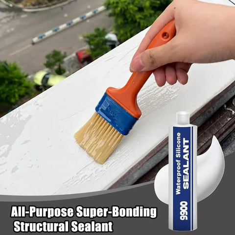 Applying Premium 9900 Waterproof Sealant Glue with a brush for strong multi surface adhesion and moisture protection.