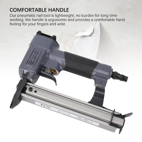 Husky 18 Gauge Pneumatic Brad Nailer With Clear Viewing Window And Lightning Fast Jam Release, ergonomic handle for comfortable grip.