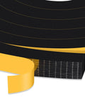 Close-up of Easy Fit Foam Insulation Tape For Doors And Large Gaps With Strong Adhesive Self Adhesive Weather Stripping in black color.
